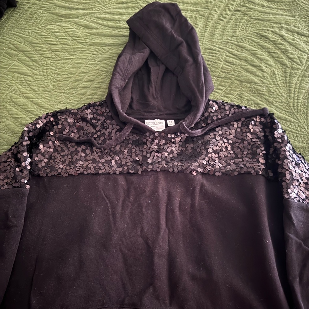 Black Sequin hoodie. Worn once.